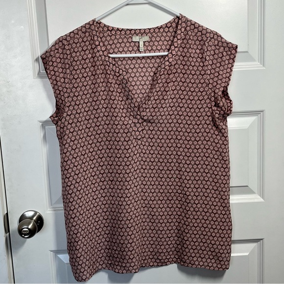 Joie Blouse Small Dusty Rose Mauve Geometric Print Boho Lightweight Top - Picture 3 of 6